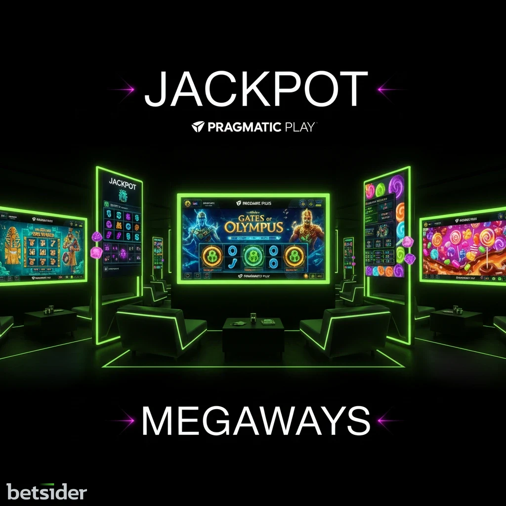 Montagem de ecrãs de jogos de slots populares, mostrando a variedade de temas e gráficos na Betsider.